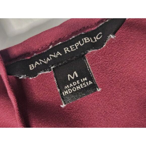 Banana Republic Twist Front Crepe Camisole Cami Sleeveless Blouse Medium Wine - Picture 3 of 4